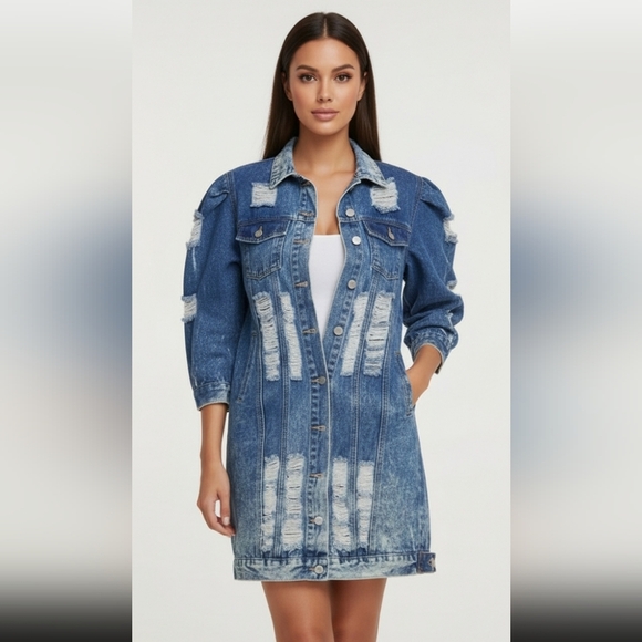 Thrill Blue Gradient Jean Jacket - Picture 1 of 4